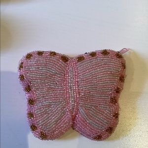 Beaded butterfly coin purse